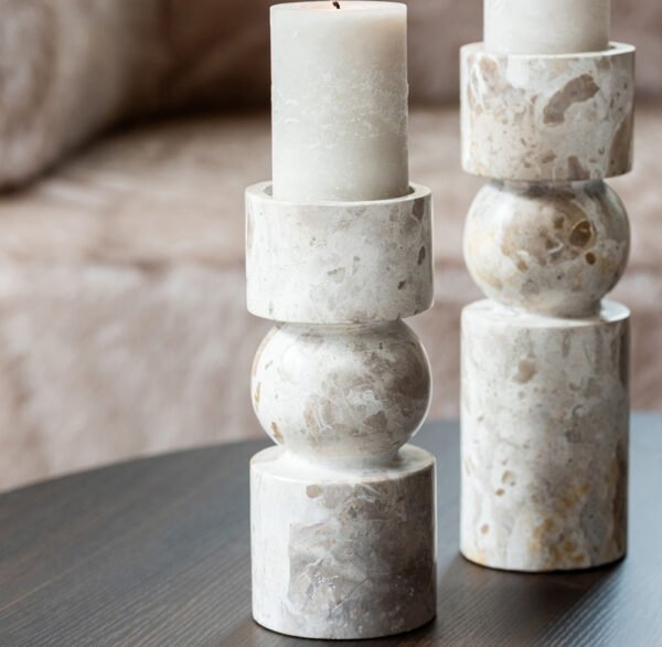 Bougeoirs [marbre] beige – Image 2