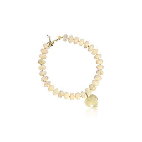 Collier [perles & coeur] ivoire