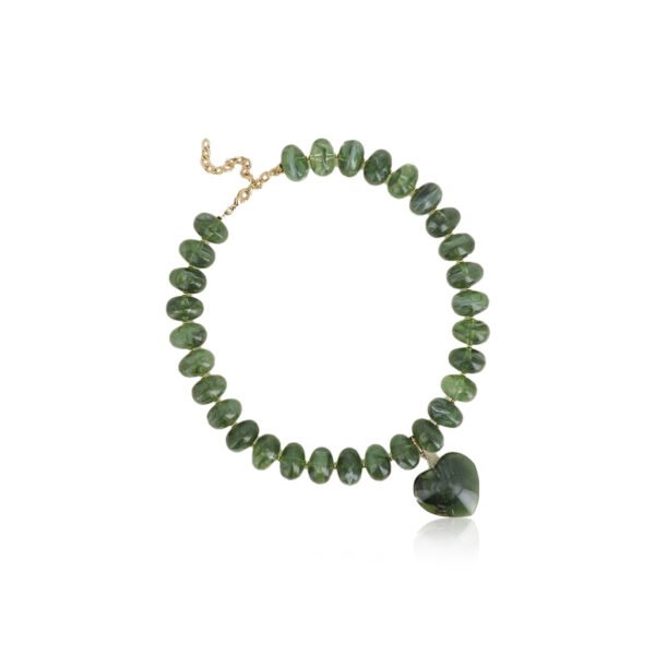 Collier [perles & coeur] kaki