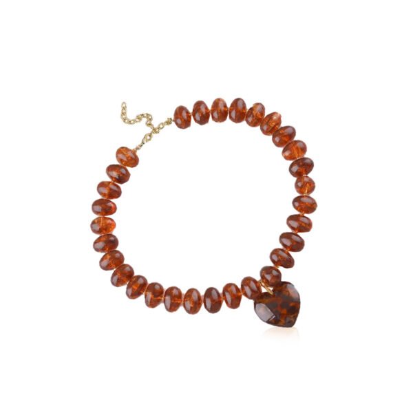 Collier [perles & coeur] ambre