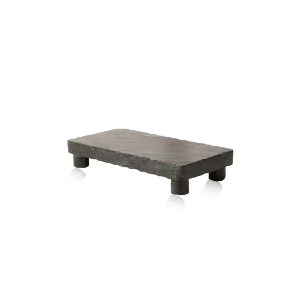 Plat s pied [marbre] noir